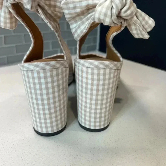 J Renee Tan Gingham Print Slingback Heels Size 10 - Picture 6 of 6